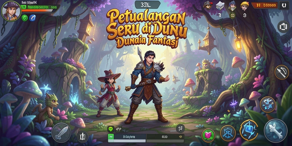 Screenshot utama gameplay 33L menampilkan petualangan seru di dunia fantasi.