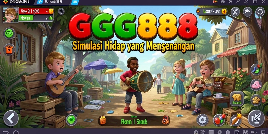 Screenshot GGG888 menampilkan pemain berinteraksi di dunia virtual.