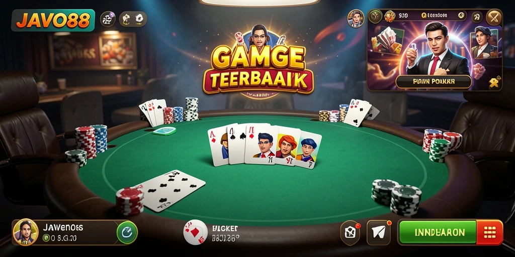 Tampilan gameplay Poker yang menarik dan mendebarkan di JAVO88.