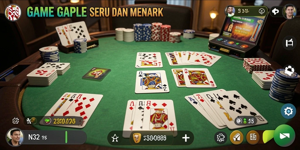 Tampilan menarik gameplay N32 yang penuh aksi Gaple.