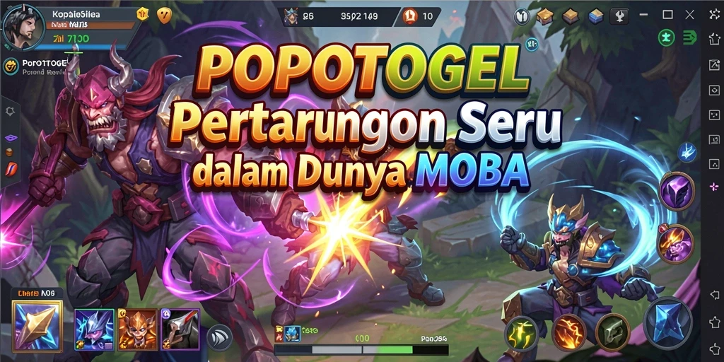 Tampilan seru pertarungan dalam game MOBA POPOTOGEL.