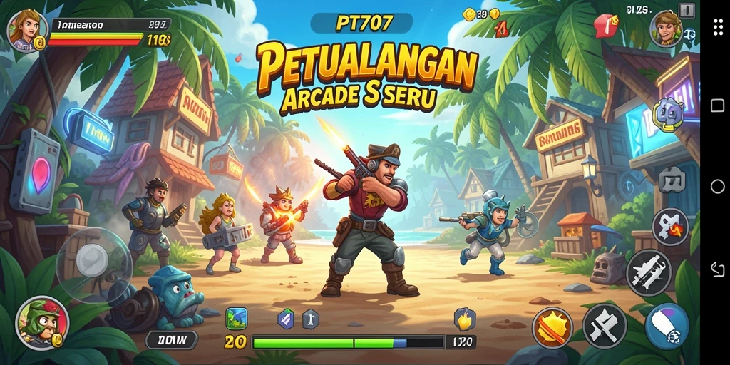 Screenshot PT707 menampilkan aksi permainan Arcade yang mendebarkan.