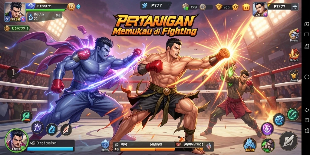 Tampilan gameplay PT777 yang menampilkan karakter bertarung dengan efek visual menakjubkan.