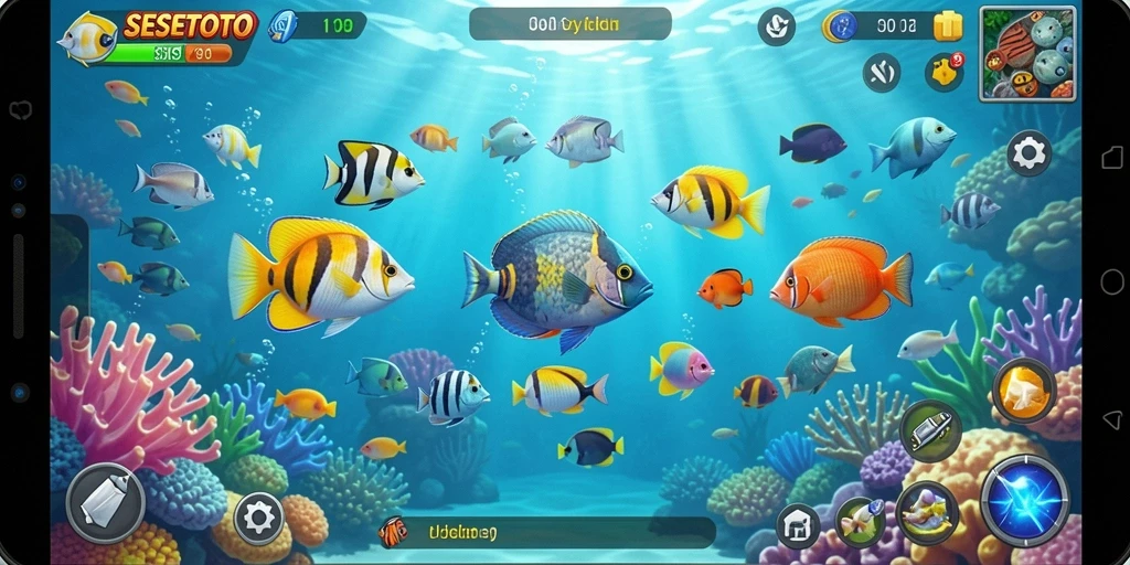 Screenshot gameplay SESETOTO dengan aksi Tembak Ikan yang seru.
