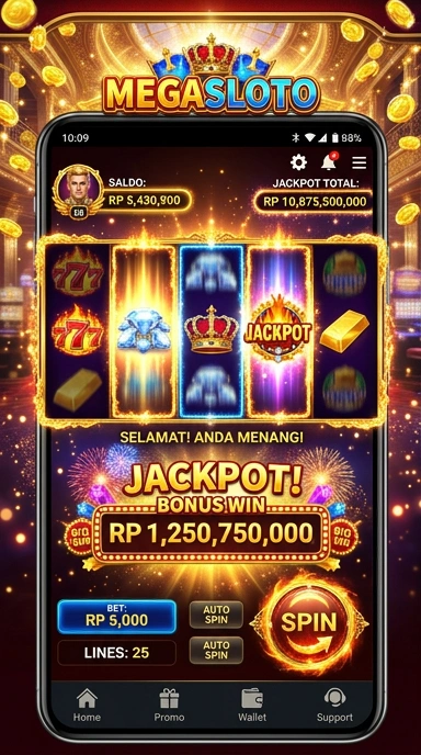 Tampilan aplikasi megasloto yang menarik dan user-friendly.